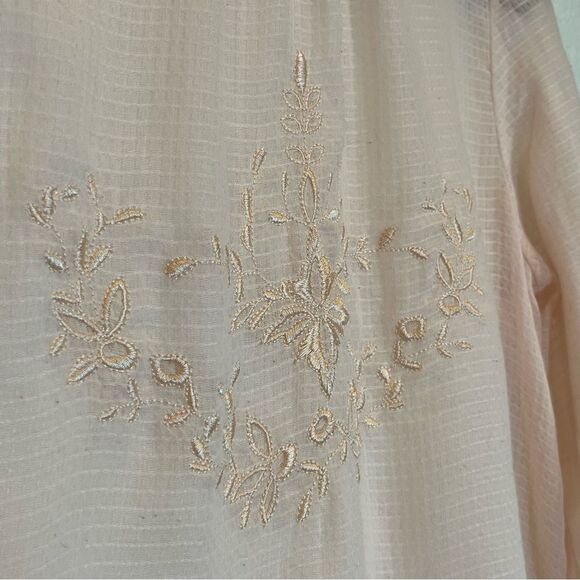 Urban Outfitters Piplette by Alice Ritter Embroidered Sheer Pink Top size Large - Picture 3 of 8